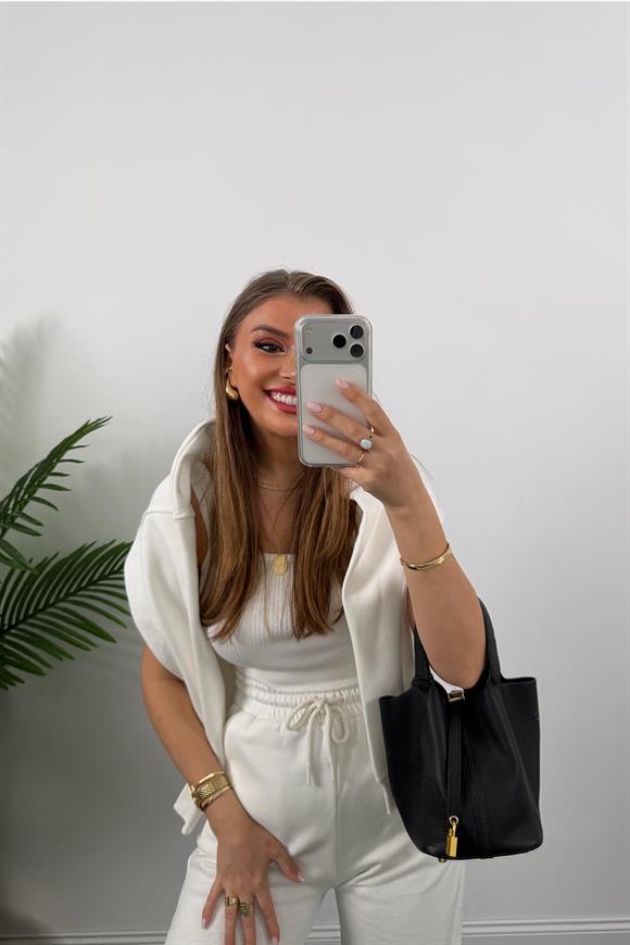 3 İplik Şardonlu Jogger Eşofman Altı Ekru