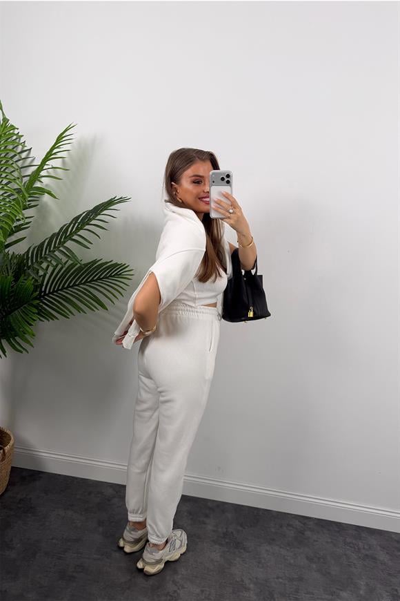 3 İplik Şardonlu Jogger Eşofman Altı Ekru