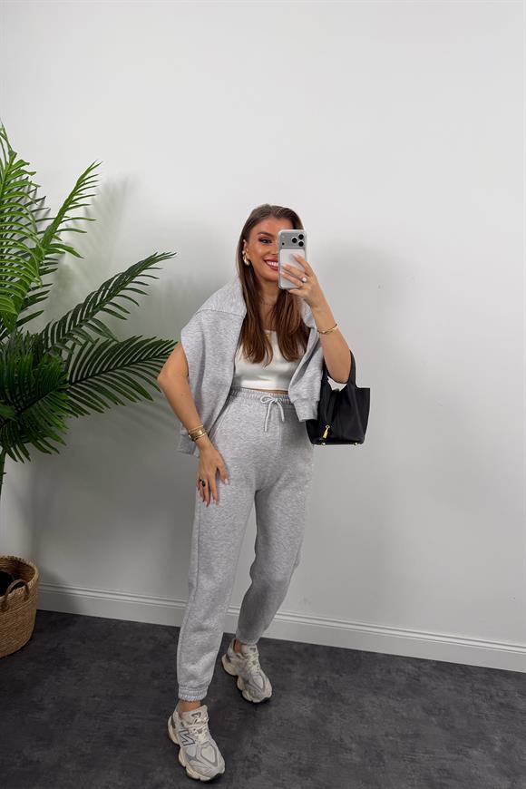 3 İplik Şardonlu Jogger Eşofman Altı Gri