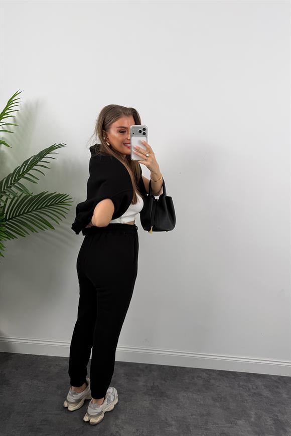 3 İplik Şardonlu Jogger Eşofman Altı Siyah