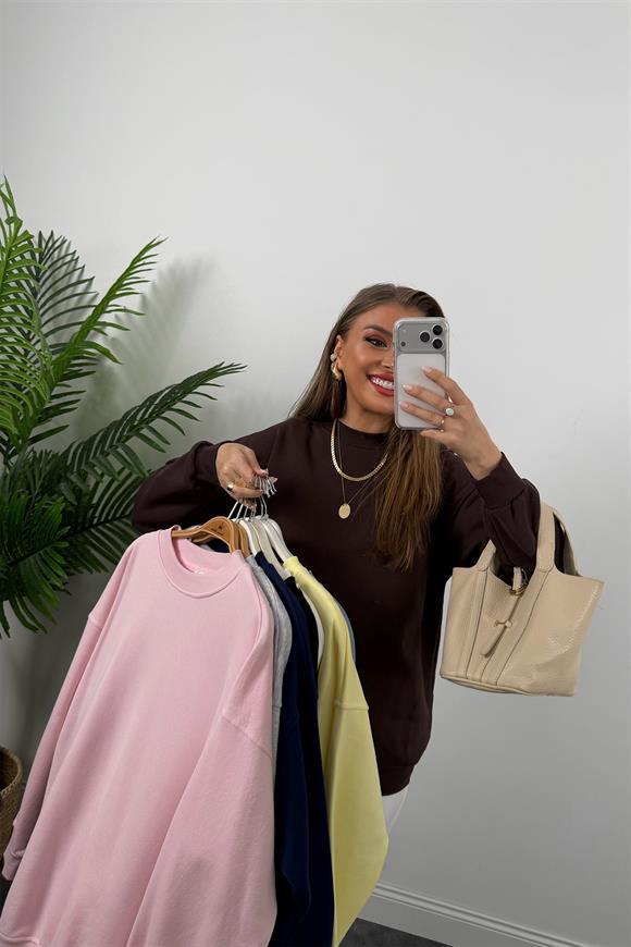 3 İplik Şardonlu Tam Pamuk Basic Yumoş Sweat Siyah