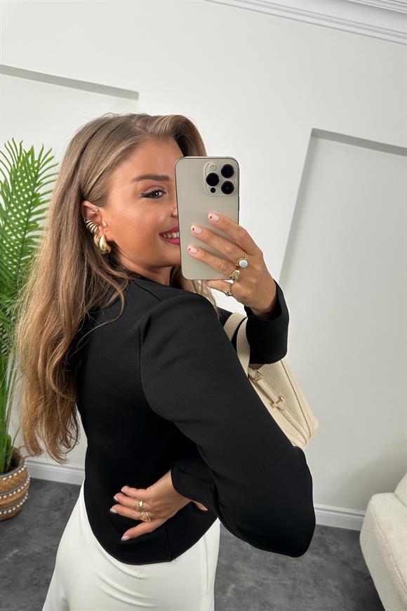 Amor Paris Gold Düğmeli Çelik Triko Hırka Siyah