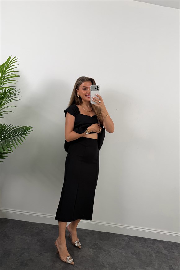 Amore Premium Seri Etek Bluz Takım Siyah 