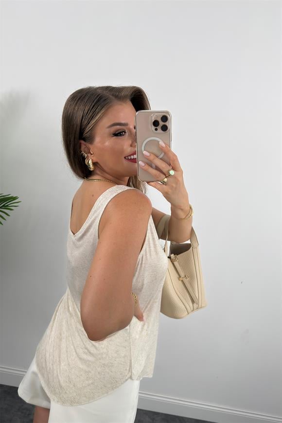 Bebe Lüx Kalite U Yaka Salaş Keten Atlet