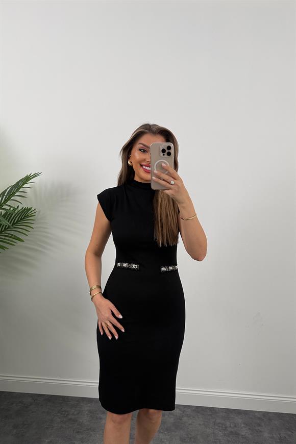 Bebe Marka İnci Detaylı Likralı Kalem Elbise