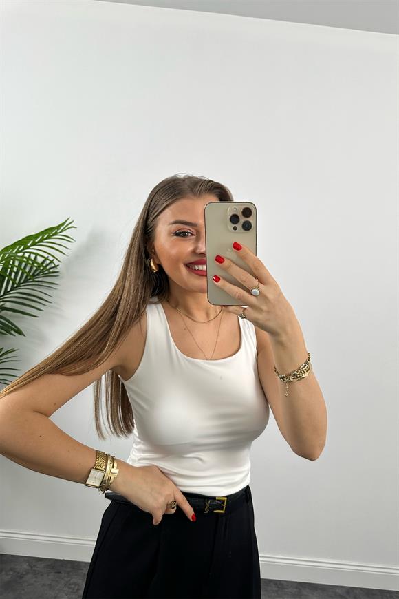 Bebe Marka Likralı Basic Atlet Ekru