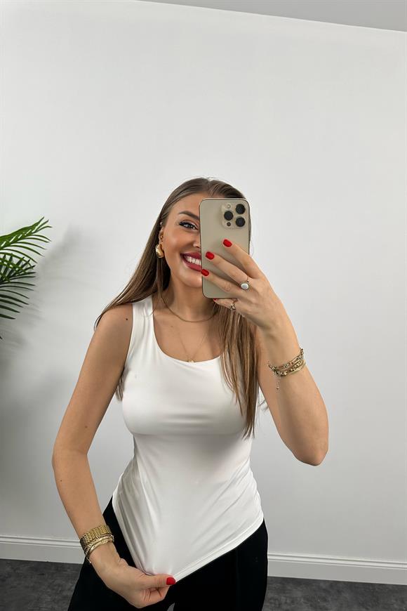 Bebe Marka Likralı Basic Atlet Ekru