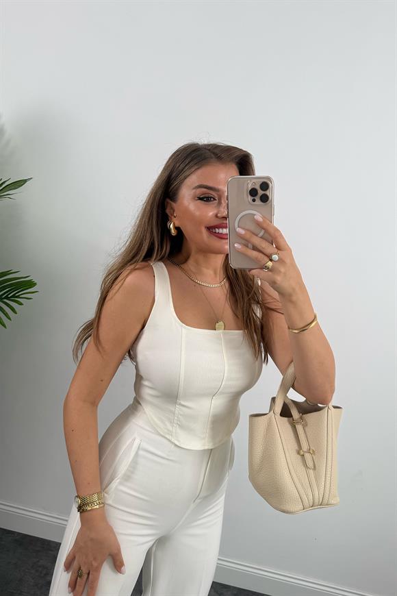 Bebe Marka Likralı Tensel Jean Bluz Ekru