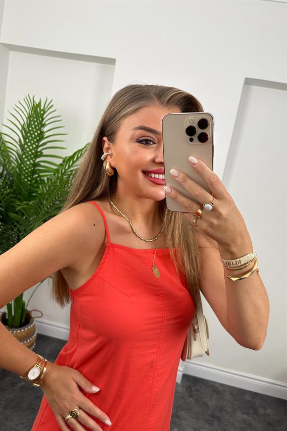 Bebe Marka Lüx Kalite Basic Poplin Elbise Kırmızı