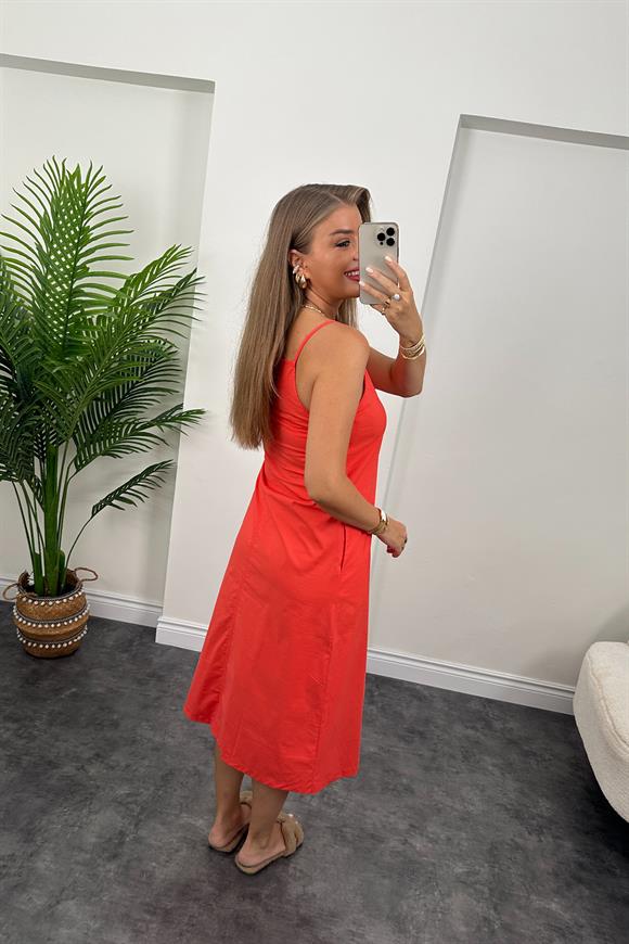 Bebe Marka Lüx Kalite Basic Poplin Elbise Kırmızı