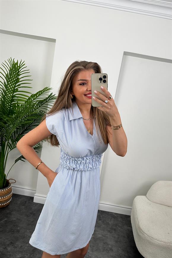 Bebe Marka Lüx Kalite Beli Lastikli Marin Elbise