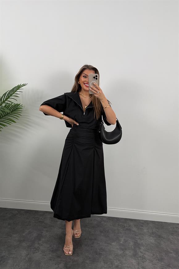 Bebe Marka Lüx Kalite Drapeli Tasarım Balon Etek Siyah