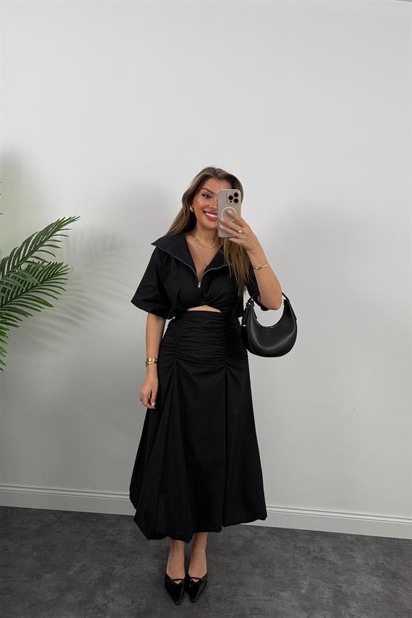 Bebe Marka Lüx Kalite Drapeli Tasarım Balon Etek Siyah