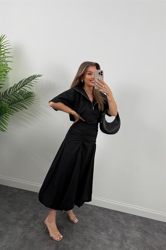 Bebe Marka Lüx Kalite Drapeli Tasarım Balon Etek Siyah