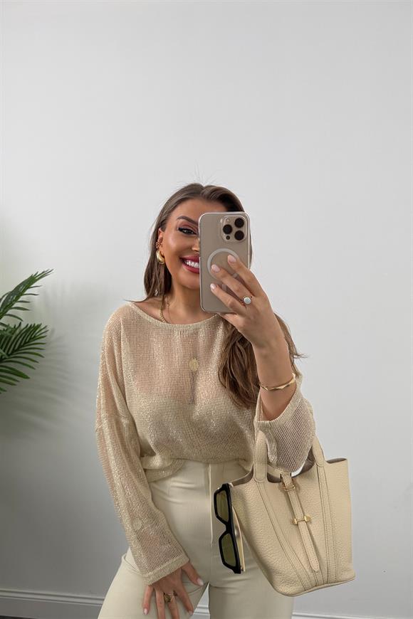 Bebe Marka Lüx Kalite Gold File Bluz