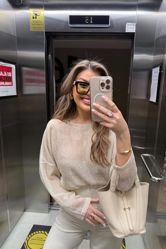 Bebe Marka Lüx Kalite Gold File Bluz