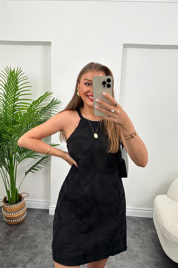 Bebe Marka Lüx Kalite Komple Nakışlı Astarlı Elbise Siyah