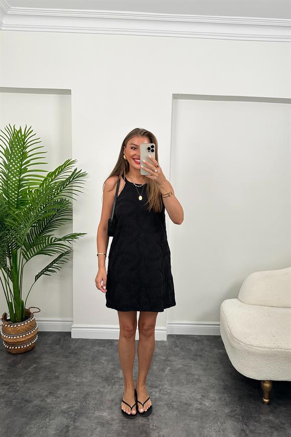 Bebe Marka Lüx Kalite Komple Nakışlı Astarlı Elbise Siyah