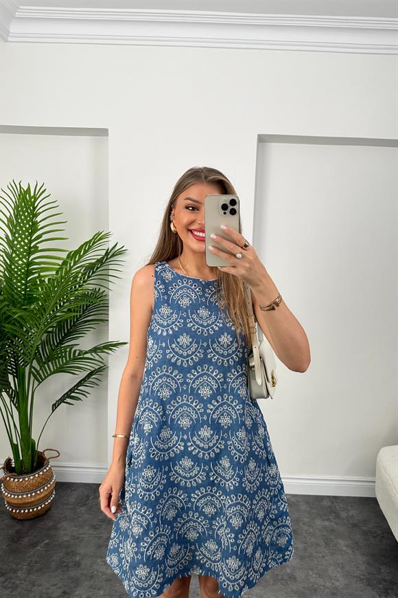 Bebe Marka Lüx Kalite Komple Nakışlı Keten Çan Elbise