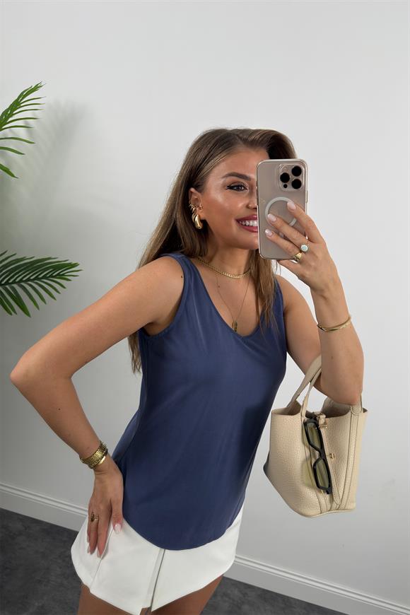 Bebe Marka Lüx Kalite Modal Kumaş Atlet İndigo