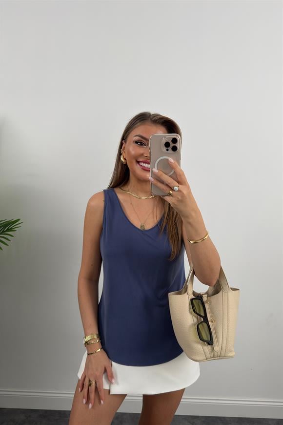 Bebe Marka Lüx Kalite Modal Kumaş Atlet İndigo