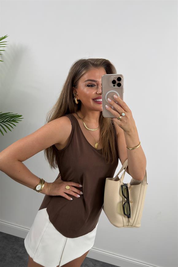 Bebe Marka Lüx Kalite Modal Kumaş Atlet Kahverengi