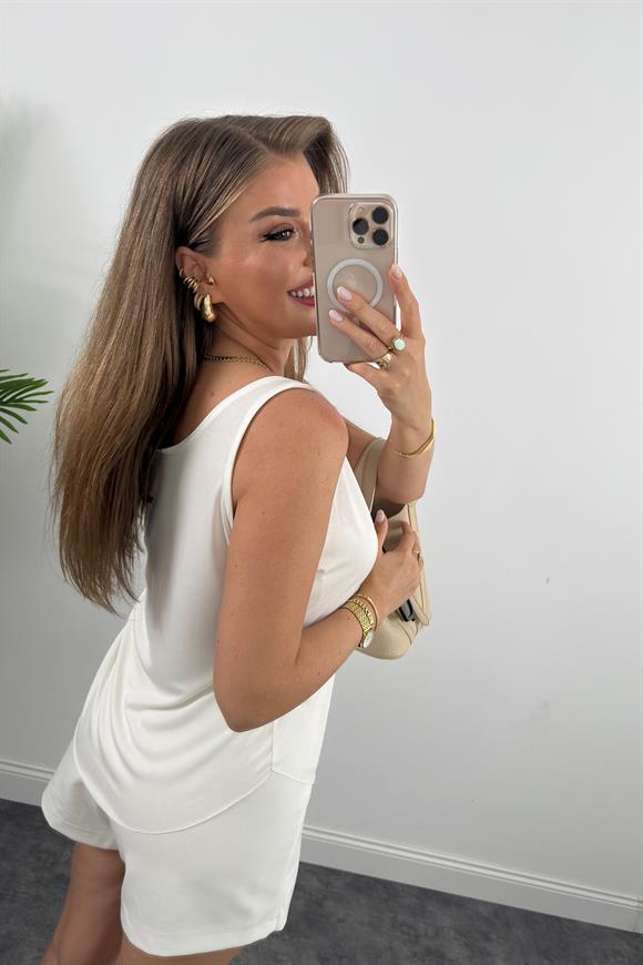 Bebe Marka Lüx Kalite Modal Kumaş Atlet Ekru