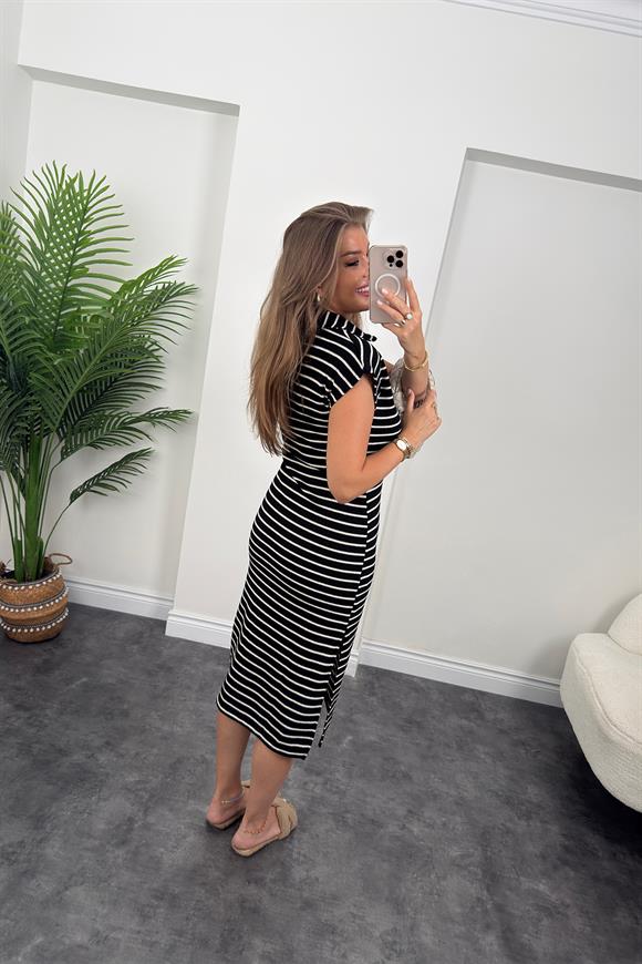 Bebe Marka Lüx Kalite Polo Yaka Marin Elbise Siyah