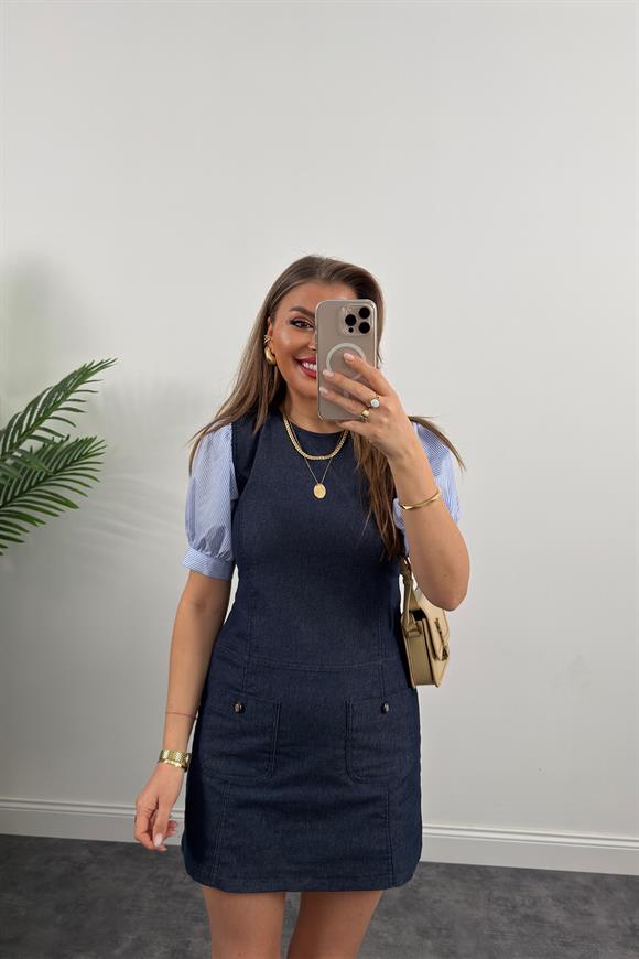 Bebe Marka Lüx Kalite Poplin Kol Likralı Yumuşak  Jean Elbise