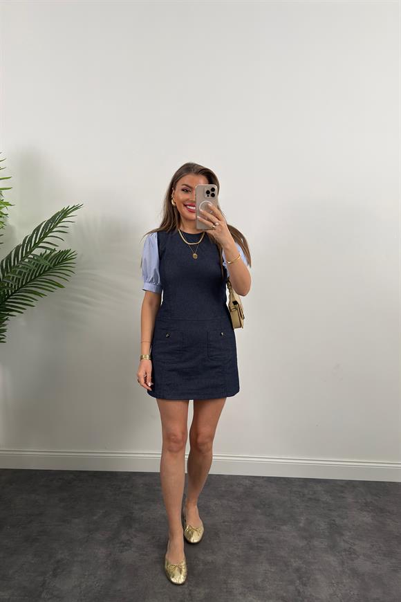 Bebe Marka Lüx Kalite Poplin Kol Likralı Yumuşak  Jean Elbise