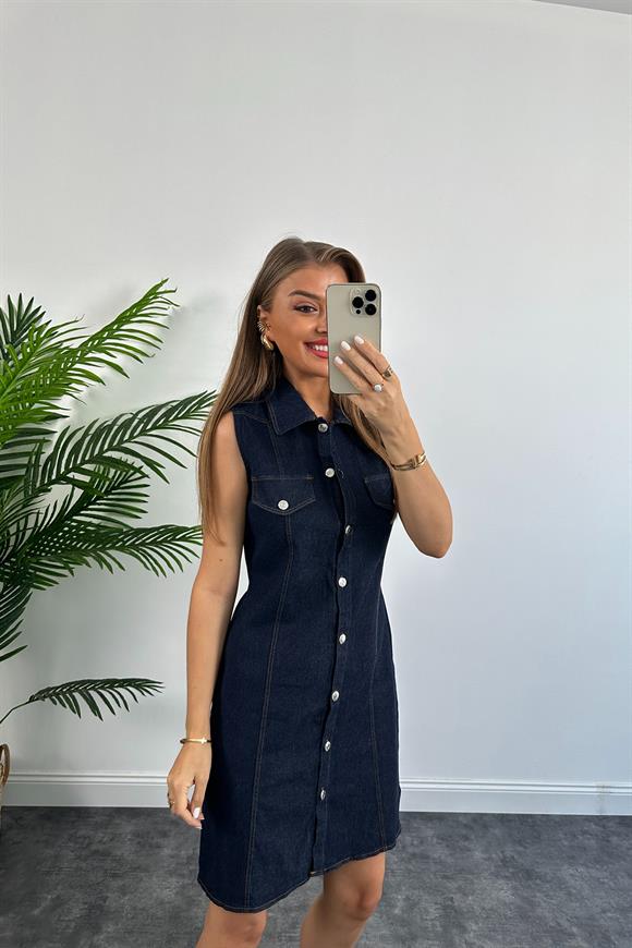 Bebe Marka Lüx Kalite Tam Pamuklu Likralı Jean Elbise