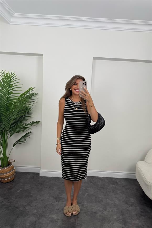 Bebe Marka Massi Kumaş Likralı Marin Kalem Elbise Siyah 