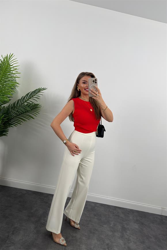 Bebe Marka Sırtı Fermuarlı Önü Zarf Klasik Kumaş Bluz Kırmızı