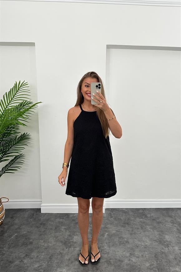 Bebe Plus Nakışlı Astarlı Elbise Siyah