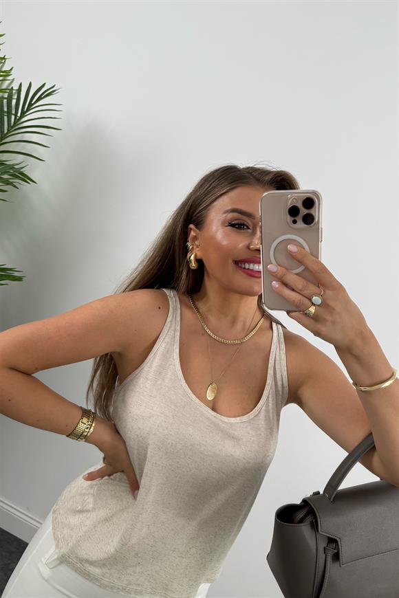 Bebe Premium U Yaka Organik Kumaş Keten Atlet