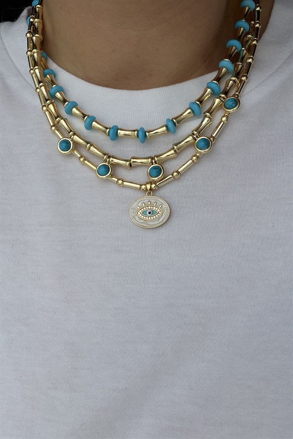 Beyaz Mineli Göz Kolye