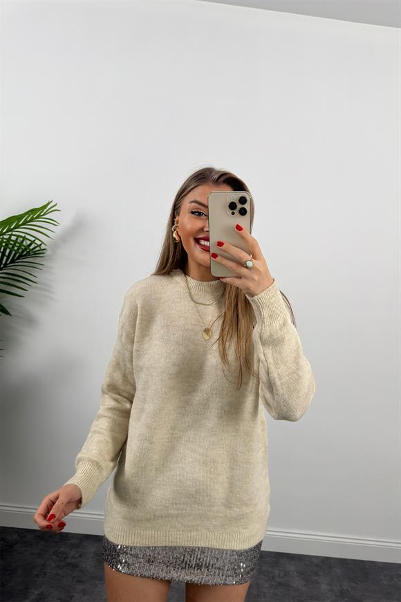 Bisiklet Yaka Basic Yumoş Kazak Taş