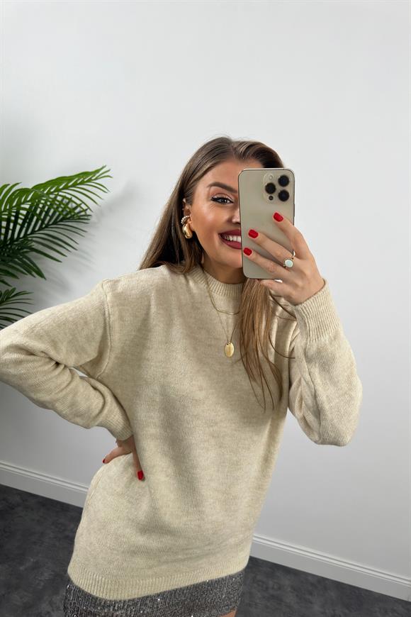 Bisiklet Yaka Basic Yumoş Kazak Taş