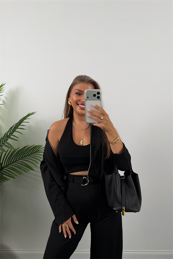 Bomber Ceketli Jogger Pantolon Takım Siyah