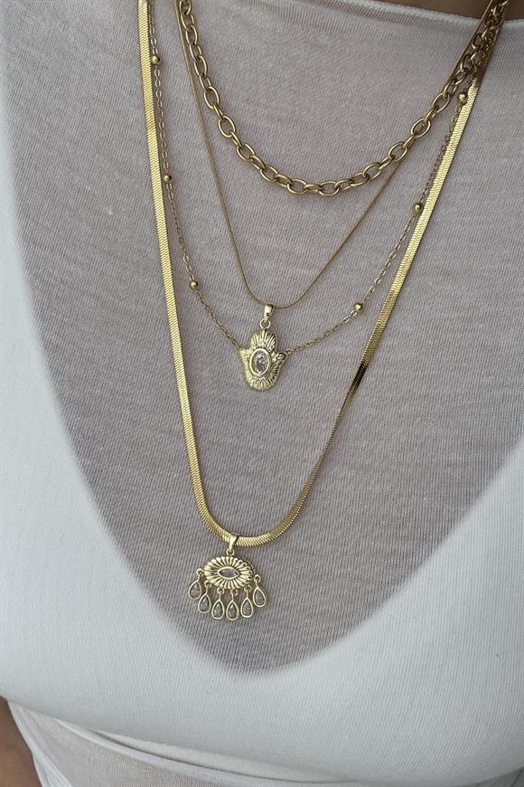 Çelik Fatma Ana Eli Set Kolye