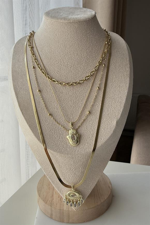 Çelik Fatma Ana Eli Set Kolye