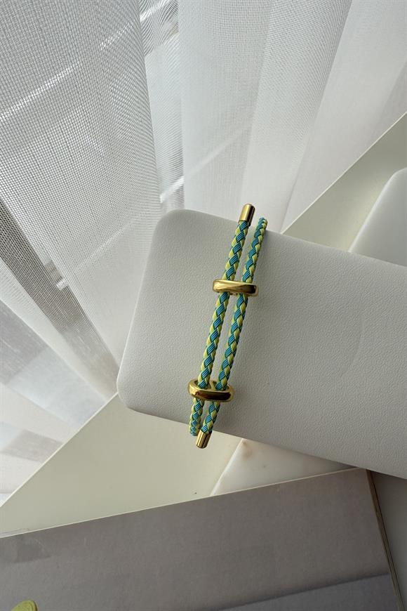 Çelik Örme İp Ayarlanabilir Bileklik(Sarı-Mavi)