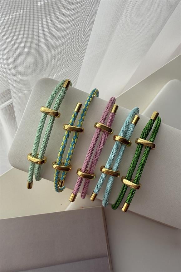 Çelik Örme İp Ayarlanabilir Bileklik(Sarı-Mavi)