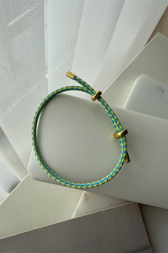 Çelik Örme İp Ayarlanabilir Bileklik(Sarı-Mavi)