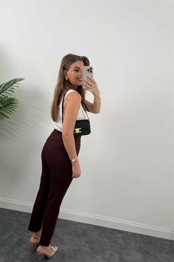 Cigarette Paça Premium Seri Double Atlas Toparlayıcı Kumaş Pantolon Bordo