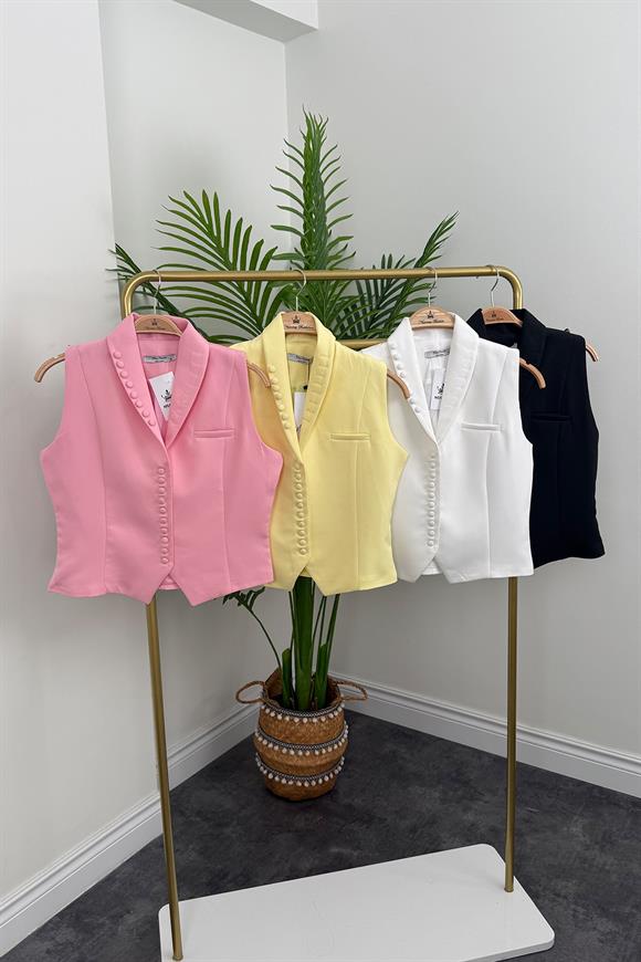 Çok Düğmeli Premium Seri Klasik Kumaş Yelek Siyah