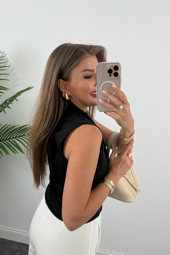 Çok Düğmeli Premium Seri Klasik Kumaş Yelek Siyah