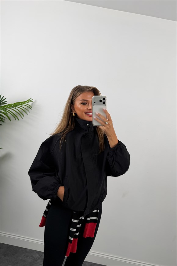 Dik Yaka Basic Bomber Mont Siyah