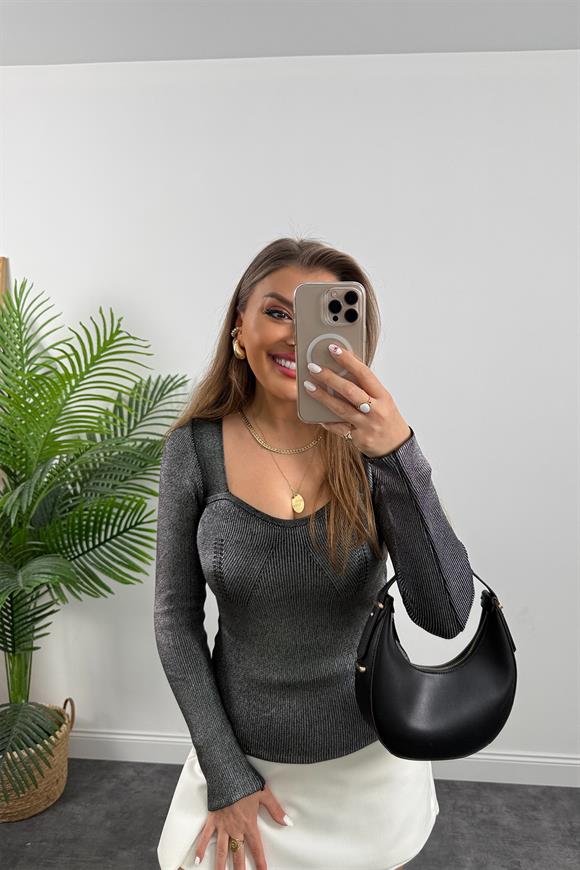 Elit İplik Metalik Triko Gümüş