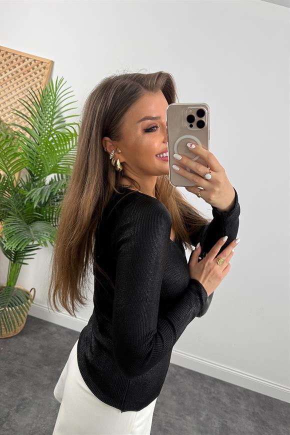 Elit İplik Metalik Triko Siyah